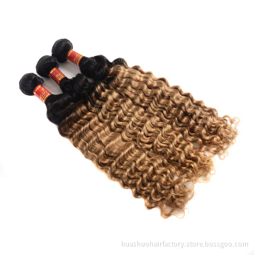 Ombre Color New Products Deep Wave Curly Cuticle Aligned Wholesale Remy Human 9A Brazilian Hair